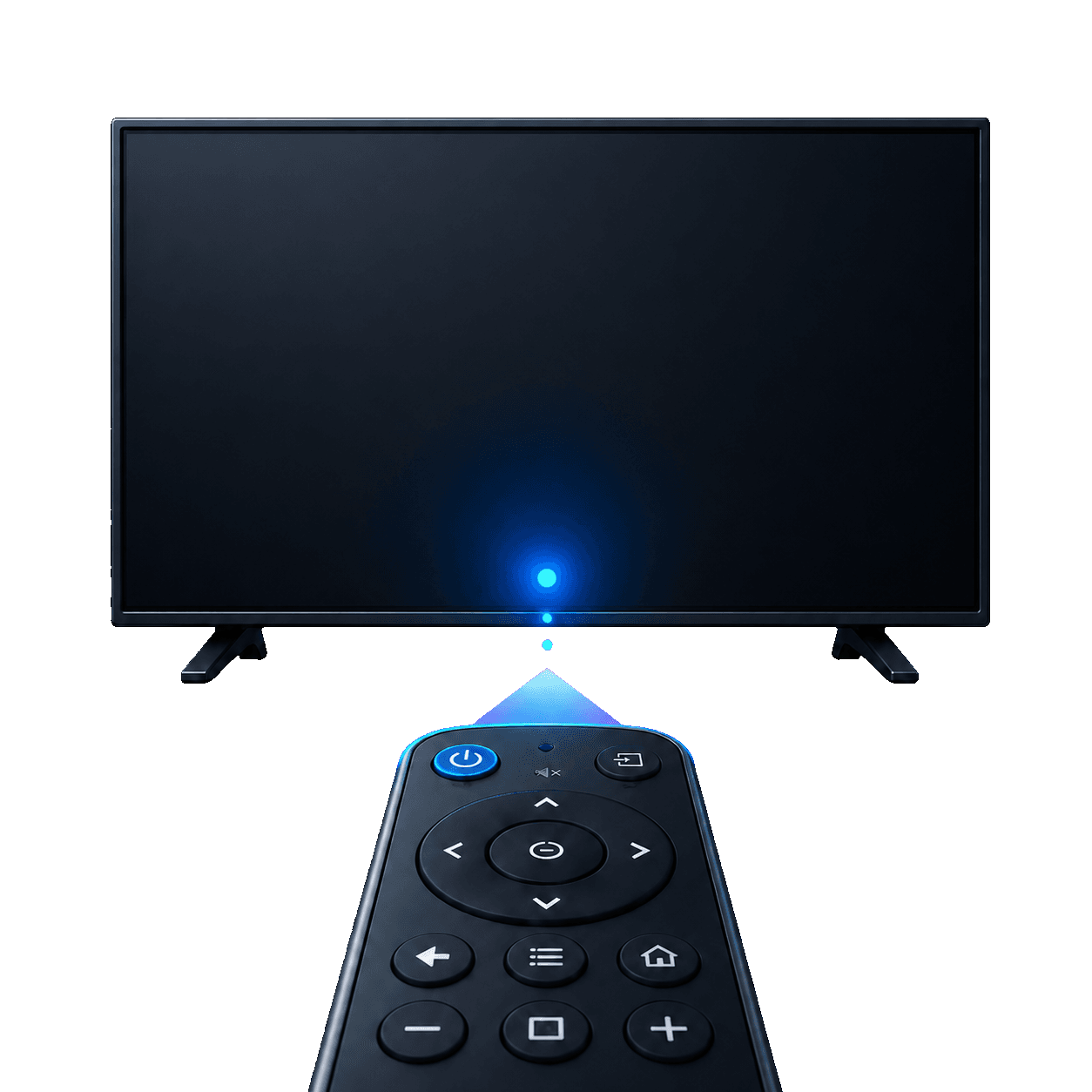 Control remoto infrarrojo apuntando a un televisor compatible