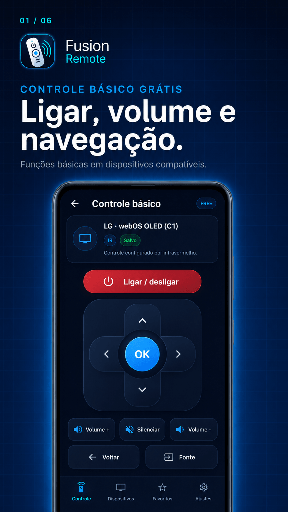 Imagem ilustrativa do Fusion Remote: Controle básico